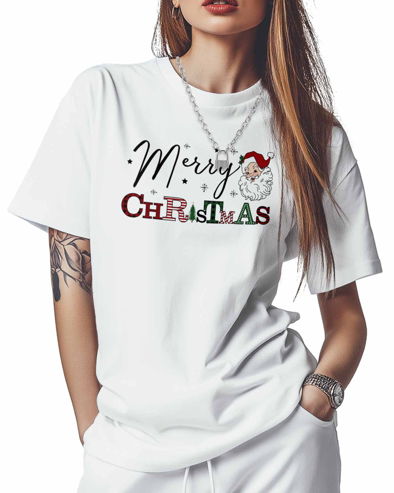 Christmas T Shirts for Women, Xmas Santa Merry Christmas Womens Short