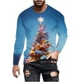 thumbnail image 1 of Christmas T-shirts For Men Long Sleeve Crewneck Pullover Tops Bright Xmas Tree Graphic Fall Wimter Clothes, 1 of 5
