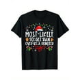 thumbnail image 1 of Christmas TShirt for Adults Most Likely to Get Ran Over by a Reindeer Holiday Tee with Santa Hat and Lights Design Unisex Tee, 1 of 6