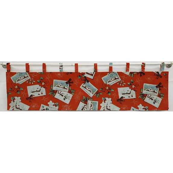 Christmas Tab Top Curtains by Penny's Needful Things (Unlined) (36 Inch Long Two Curtain Panels) (Christmas Cards)