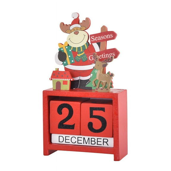 Christmas Table Calendar Tabletop Number Date Wooden Blocks Calendar Countdown Xmas Desktop Calendar Christmas Decor B