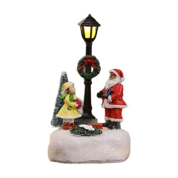 Christmas Table Centerpiece, 4.72 Inch Santa Centerpieces with Light up Streetlight, Santa Glowing Lamppost LED Battery Operated Lighted Christmas Village Display for Home Table Ornament