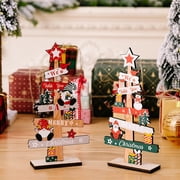 Christmas Table Centerpiece Wooden Christmas Decor Snowman Santa Claus Table Decorations,Wooden Base Holiday Party Dining Table Desk Shelf Decor