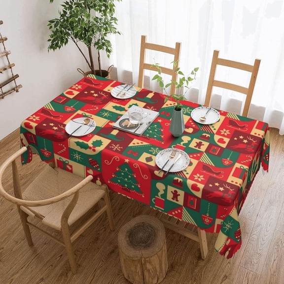 Christmas Table Cloth 52 x 52 Inch, Waterproof White Silver Snowflake Tablecloth Square Table, Washable Xmas Table Cover Spillproof Winter Table Cloths Cover for Holiday Christmas Decorations
