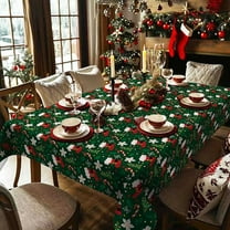 Christmas Table Cloth Christmas Tablecloths Rectangular – Christmas Decoration, Christmas Fabric Tablecloth Waterproof Velvet Spillproof Table Cover for Party Dining(green)