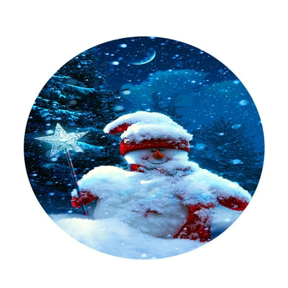 Christmas Table Cloth Cover for 47inch Round Dining Tables Snowman_B