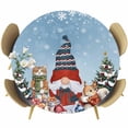 thumbnail image 1 of Christmas Table Cloth, Round Fitted Tablecloths with Elastic Edge, Gnomes Cat Squirrel Xmas Pine Tree Winter Snow Wipeable Waterproof Table Cover for Kitchen Wedding 36-44 Inches, 1 of 4
