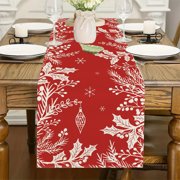 Kurtect Coffee Table Cloth - Coffee Cup & Beans Abstract Print, Waterproof Linen, 55x110 Inches