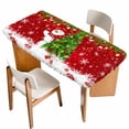 thumbnail image 1 of Christmas Table Cloths for 3 Foot Rectangle Tables, Winter Snowman Pine Tree Branches Balls Snowy Patio Waterproof Elastic Fitted Tablecloths, Washable Rectangular Table Cover for Camping, 1 of 8