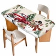 thumbnail image 1 of Christmas Table Cloths for 3 Foot Rectangle Tables, Xmas Snowman Truck Snowflake Tree Balls Rustic Patio Waterproof Elastic Fitted Tablecloths, Washable Rectangular Table Cover for Camping, 1 of 8