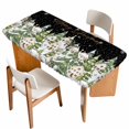 thumbnail image 1 of Christmas Table Cloths for 4 Foot Rectangle Tables, Winter Xmas Trees Snowflakes Country Cabin Black Patio Waterproof Elastic Fitted Tablecloths, Washable Rectangular Table Cover for Camping, 1 of 8