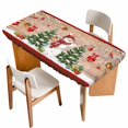 thumbnail image 1 of Christmas Table Cloths for 4 Foot Rectangle Tables, Xmas Tree Snowman Birch Snowflakes Balls Plaid Patio Waterproof Elastic Fitted Tablecloths, Washable Rectangular Table Cover for Camping, 1 of 8