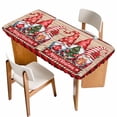 thumbnail image 1 of Christmas Table Cloths for 5 Foot Rectangle Tables, Gnomes Poinsettia Wooden Grain Red Black Plaid Patio Waterproof Elastic Fitted Tablecloths, Washable Rectangular Table Cover for Camping, 1 of 8