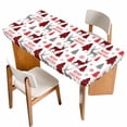 thumbnail image 1 of Christmas Table Cloths for 5 Foot Rectangle Tables, Xmas Plaid Elk Winter Red Black Tree Snowflakes Patio Waterproof Elastic Fitted Tablecloths, Washable Rectangular Table Cover for Camping, 1 of 8