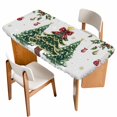 thumbnail image 1 of Christmas Table Cloths for 6 Foot Rectangle Tables, Winter Green Pine Trees Maple Leave Xmas Balls Patio Waterproof Elastic Fitted Tablecloths, Washable Rectangular Table Cover for Camping, 1 of 8