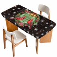 thumbnail image 1 of Christmas Table Cloths for 6 Foot Rectangle Tables, Xmas Botanical Birds Snowflake Wooden Patio Waterproof Elastic Fitted Tablecloths, Washable Rectangular Table Cover for Camping, 1 of 8