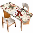 thumbnail image 1 of Christmas Table Cloths for 8 Foot Rectangle Tables, Snowman Xmas Tree Snowflake Winter Bird Poinsettia Patio Waterproof Elastic Fitted Tablecloths, Washable Rectangular Table Cover for Camping, 1 of 8