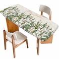 thumbnail image 1 of Christmas Table Cloths for 8 Foot Rectangle Tables, Winter Xmas Trees Farmhouse Country Cabin on Linen Patio Waterproof Elastic Fitted Tablecloths, Washable Rectangular Table Cover for Camping, 1 of 8