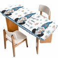 thumbnail image 1 of Christmas Table Cloths for 8 Foot Rectangle Tables, Xmas Gnomes Snowflakes Gingerbread Man Patio Waterproof Elastic Fitted Tablecloths, Washable Rectangular Table Cover for Camping, 1 of 8