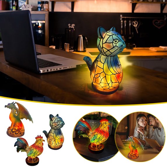 Christmas Table Decor Clearance, Desk Lamp Decor, Retro Colored Animals Table Lamp for Bedroom Living Room