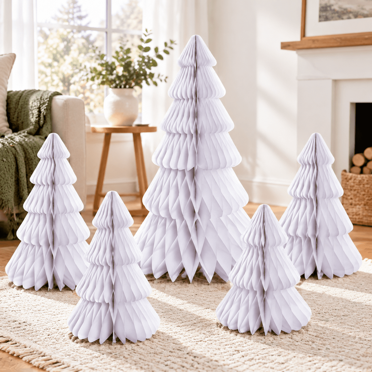 Christmas Table Decor Large Paper Trees 14-24 Inch 5-pc - Walmart.com