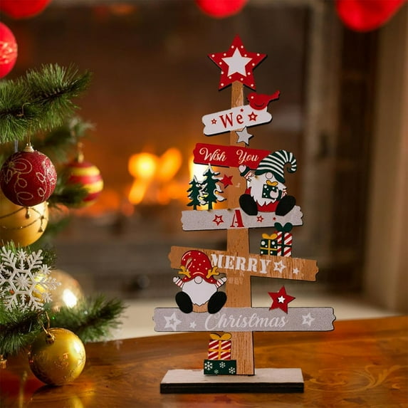Christmas Table Decor Snowman Santa Claus Table Centerpieces Wood Santa Reindeer Christmas Tiered Tray Decor,Christmas Table Centerpiece Wooden Merry Christmas Table Decorations for Holiday Party
