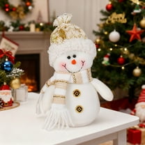 Christmas Table Decoration Christmas Plush Snowman Figurine Xmas Tabletop Ornament for Home Kitchen Mantel Fireplace Window Sill Xmas Gift Holiday Party Decor
