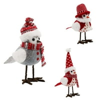 Christmas Table Decorations Birds Plush Christmas Bird Figurine Table Top Decor Xmas Birds Ornaments for Winter Home Kitchen Fireplace Mantel Holiday Party Desktop Display