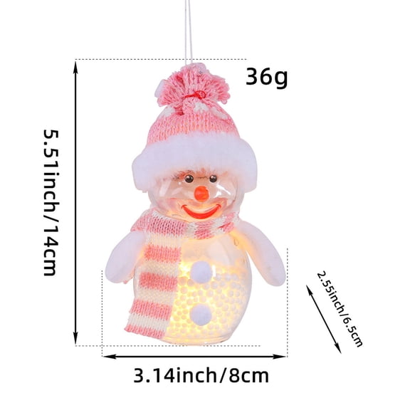 Christmas Table Decorations, Lighted Plush Snowmen Figurines, Light Up Snowman Holiday Present, Xmas Gifts Winter Tabletop Ornaments Dinner Party Supplies (Pink)
