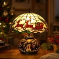thumbnail image 1 of Christmas Table Decorations with Vintage Colored Glass Shade and Metal Base,Cozy Ambient Lighting Lamp for Living Room Mantel Or Bedside Table Decor,1 Pack, 1 of 8