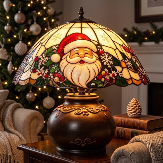 Christmas Table Decorations with 10 Inch Vintage Table Lamp,Cozy Ambient Lighting for Living Room Table,Christmas Home Decor for Shelf,1 Pack