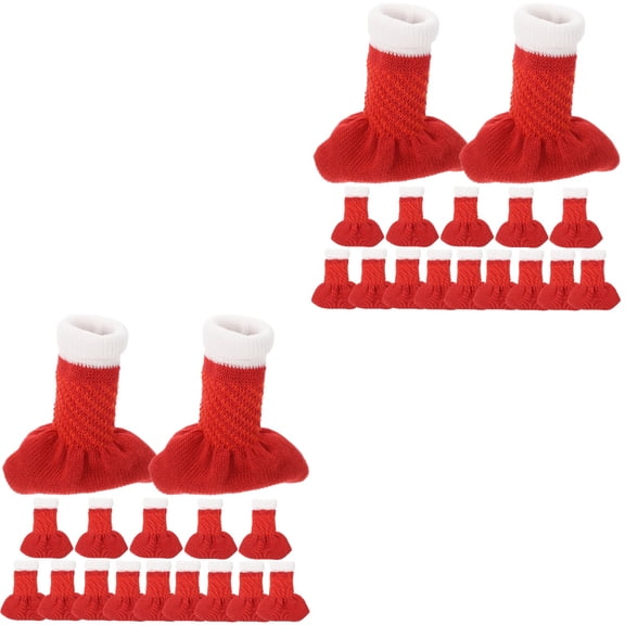 LIOOBO Christmas Chair Leg Covers Red Protective Furniture Socks for Holiday Decor