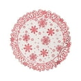 thumbnail image 1 of Christmas Table Mat, Round Snowflake Design Waterproof Heat Resistant PVC Placemat for Holiday Dining Party Kitchen Decor(Red), 1 of 6