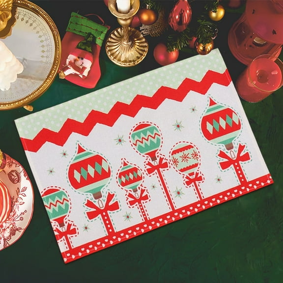 Christmas Table Placemats – Non-Slip Heat Insulation Pads, Reversible Linen Cloth Mats for Holiday Dining, Restaurants & Home Decor‌