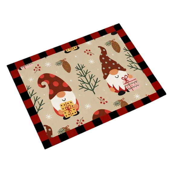 Christmas Table Placemats, Washable Winter Xmas Holiday Placemats Decoration