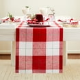 thumbnail image 1 of Christmas Table Runner – 100% Pure Linen Very Merry Plaid Table Runner – Machine Washable Table Runner, 1 of 6