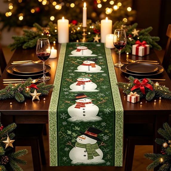 Christmas Table Runner, 12.99 X 72.05 Inches, Linen, Style A, For Dining Table, Mantel And Party Decor