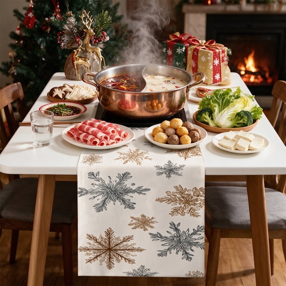 Christmas Table Runner, 12.99 X 72.05 Inches, Linen, Style B, For Dining Table, Mantel And Party Decor