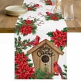 thumbnail image 1 of Christmas Table Runner 120 Inches Long Farmhouse Dress Scarves, Red Cardinal Poinsettia Hut Berry Pine Needles Dining Tablerunner for Coffee Table/Kitchen Island/Party Décor, 13" x 120", 1 of 8