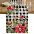thumbnail image 1 of Christmas Table Runner 120 Inches Long Farmhouse Dress Scarves, Winter Poinsettia Berry Black White Plaid Dining Tablerunner for Coffee Table/Kitchen Island/Party Décor, 13" x 120", 1 of 8