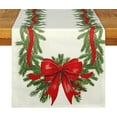 thumbnail image 1 of Christmas Table Runner 13 x 72 Inch Bow Christmas Tree Table Decor Farmhouse Winter Xmas Decorative Runner for Kitchen Dinning Indoor Outdoor Dinner Party Decor (Classic Bow), 1 of 7