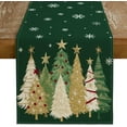 thumbnail image 1 of Christmas Table Runner 13x90 Inch, Xmas Trees Snowflakes Holiday Decorative Farmhouse Table Decoration for Kitchen Dinning, Indoor Outdoor Dinner Party Decor (Green) GT152-90, 1 of 6