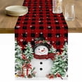 thumbnail image 1 of Christmas Table Runner 36 Inches Long Farmhouse Dress Scarves, Snowman Snowflake Trees Watercolor Birds Red Plaid Dining Tablerunner for Coffee Table/Kitchen Island/Party Décor, Small 13" x 36", 1 of 8