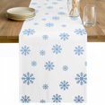 thumbnail image 1 of Christmas Table Runner 36 Inches Long Farmhouse Dress Scarves, Xmas Blue Snowflakes Winter Modern Minimalist Dining Tablerunner for Coffee Table/Kitchen Island/Party Décor, Small 13" x 36", 1 of 8