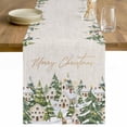 thumbnail image 1 of Christmas Table Runner 48 Inches Long Farmhouse Dress Scarves, Winter Xmas Trees Farmhouse Country Cabin on Linen Dining Tablerunner for Coffee Table/Kitchen Island/Party Décor, 13" x 48", 1 of 8