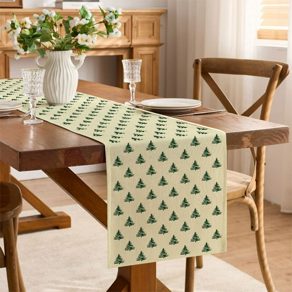 Christmas Table Runner, 70 Inch Holiday Dining Table Decor with Festive Print, Polyester Centerpiece for Christmas Dinner Party, Reusable Seasonal Tablecloth(A)