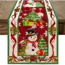 Christmas Table Runner 90 Inch Snowflake Buffalo Plaid Table Runner Christmas Theme Holiday Xmax Snowman Gnome Christmas Table Runner Decor for Kitchen Dining Table Home Party Decorations