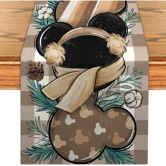Christmas Table Runner Cartoon Mouse Navidad Kitchen Dining Table Centerpiece Winter Xmas Decor Merry Christmas Decorations for Home-72 Inches Long
