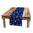 thumbnail image 1 of Christmas Table Runner, Celebratory Object on Stripes Star Moon Candy Flower Xmas Theme Illustration, Dining Room Kitchen Rectangular Runner, 3 Sizes, by Ambesonne, 1 of 2