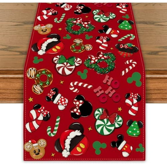 Christmas Table Runner Christmas Cartoon Mouse Table Cover New Year Winter Xmas Decor Red Christmas Decorations for Home Party
